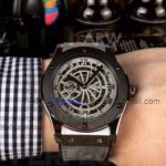 Perfect Replica Hublot Classic Fusion Hollow Roman Dial Black Bezel 43mm Watch